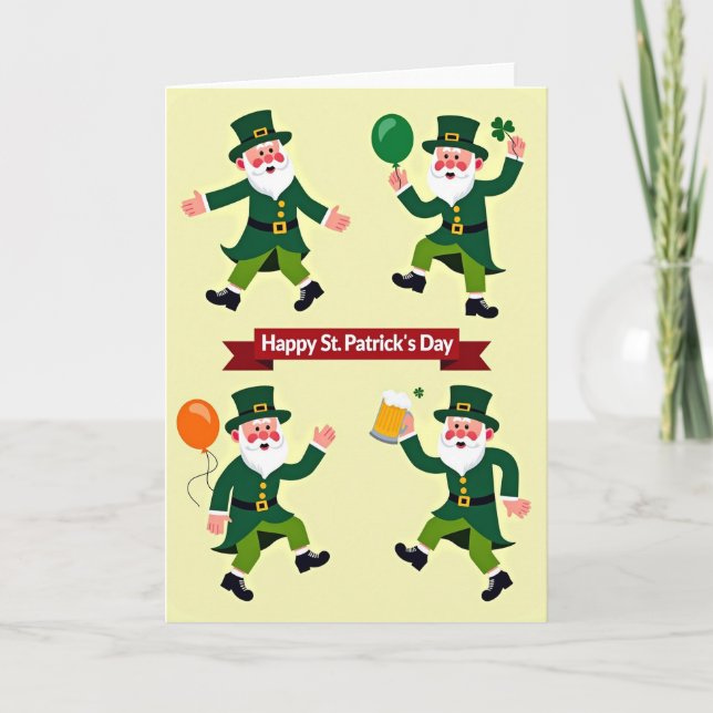Leprechaun Pattern St Patricks Day Card (Front)