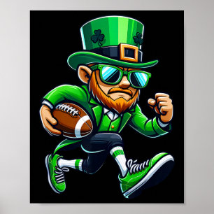 Leprechaun Playing Football St Patricks Day Sport  Poster