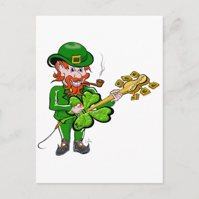Leprechaun Playing Guitar Postcard (Front)