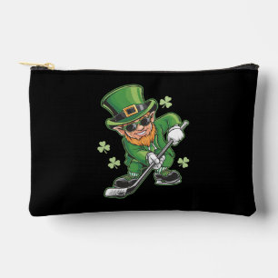 Leprechaun Playing Hockey St Patrick's Day Irish Accessory Pouch