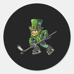 Leprechaun Playing Hockey St Patricks Day Sport Me Classic Round Sticker