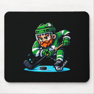 Leprechaun Playing Hockey St Patricks Day Sport  Mouse Pad