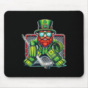 Leprechaun Playing Ice Hockey Goalie St Patricks D Mouse Pad