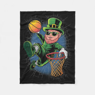 Leprechaun Playing Sketll St Patricks Day Men Yout Fleece Blanket