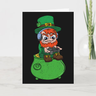 Leprechaun Playing Video Game St Patrick's Day Gam Card
