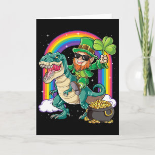Leprechaun Riding Dinosaur St Patricks Day Boys Me Card