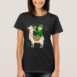 Leprechaun Riding Llama Shamrock St Patricks Day T-Shirt