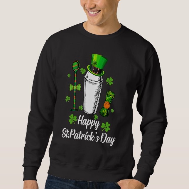 Leprechaun Shamrock Bartender Happy St Patrick's D Sweatshirt (Front)