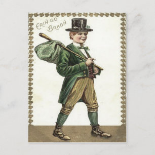 Leprechaun Shamrock Hobo Bindle Postcard