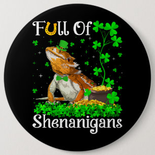 Leprechaun Shamrock Leaf Bearded Dragon St. Patric 6 Cm Round Badge
