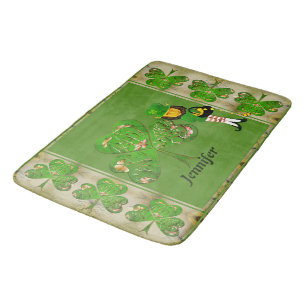 Leprechaun Shamrocks Bath Mat