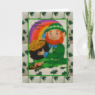 Leprechaun Shamrocks Happy St. Patrick's Day Card