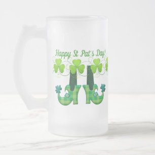 Leprechaun Shoes St Patrick's Day Frosted Glass Beer Mug