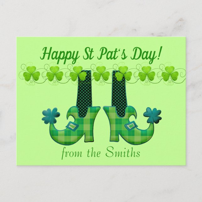 Leprechaun Shoes St Patrick's Day Postcard (Front)