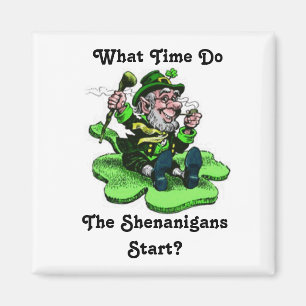 Leprechaun Sitting On A Shamrock Magnet