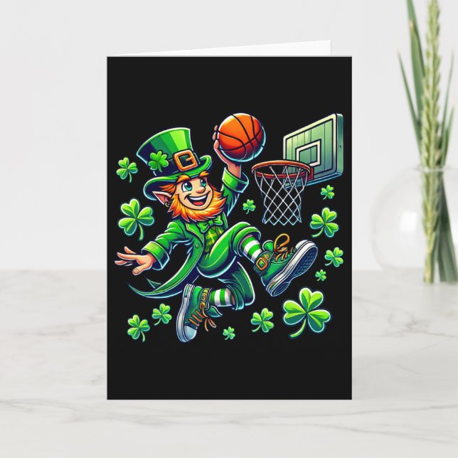 Leprechaun Sketll Dunk St Patricks Day Boys Men Sp Card (Front)