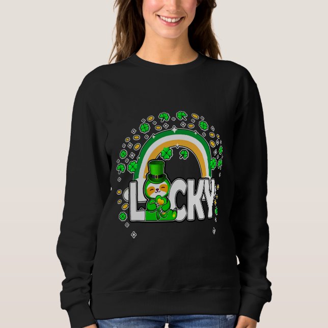 Leprechaun Sloth Lucky Irish Shamrock Sweatshirt (Front)