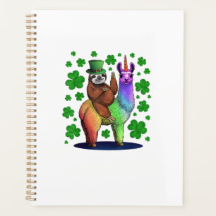 Leprechaun Sloth Riding Llama Unicorn St Patricks  Planner