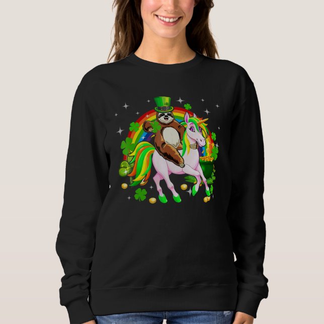 Leprechaun Sloth Riding Unicorn Saint Patrick's Da Sweatshirt (Front)