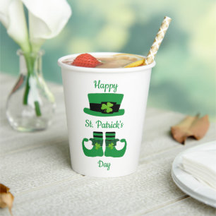 Leprechaun St. Patrick's Day Party Green Black  Paper Cups