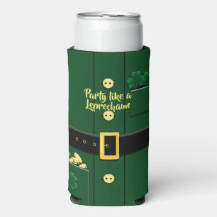 Leprechaun Suit St Patricks Day 12oz Slim Seltzer Can Cooler