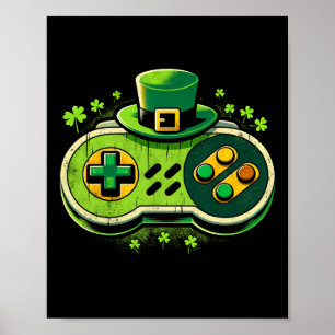 Leprechaun Video Game Controller St. Paddys Gamer Poster