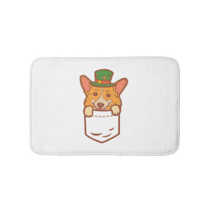 Leprechaun Welsh Corgi Pocket St Patricks Day Pet Bath Mat