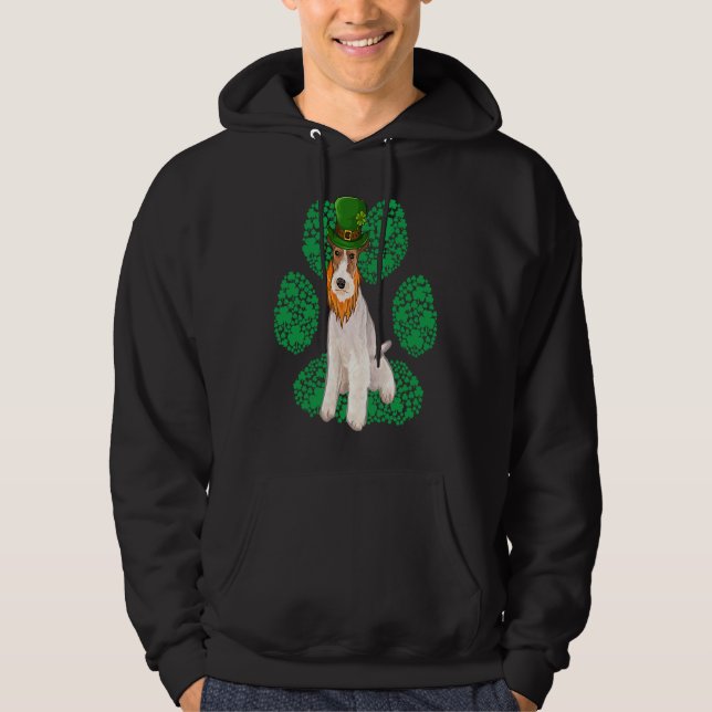 Leprechaun Wire Fox Terrier St Patricks Day Shamro Hoodie (Front)