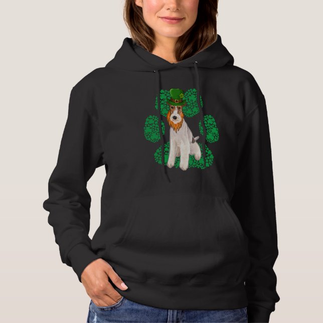 Leprechaun Wire Fox Terrier St Patricks Day Shamro Hoodie (Front)
