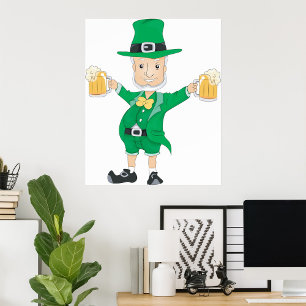 Leprechaun With Beer Poster