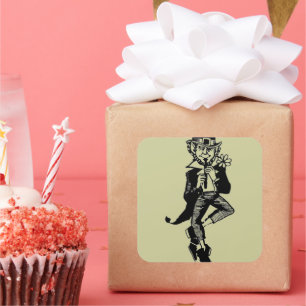 Leprechaun with Flute Square Sticker