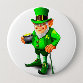 LEPRECHAUN WITH POT OF GOLD button