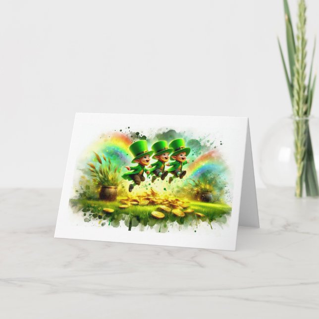Leprechauns and Rainbows,  Holiday Card (Front)