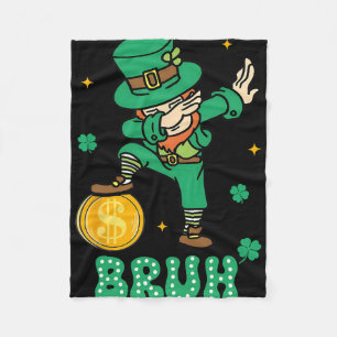 Leprechauns Dabbing St Patricks Day Bruh Teens Boy Fleece Blanket