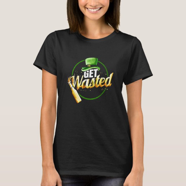 Leprechauns Hat Get Wasted With Beer On St Patrick T-Shirt (Front)