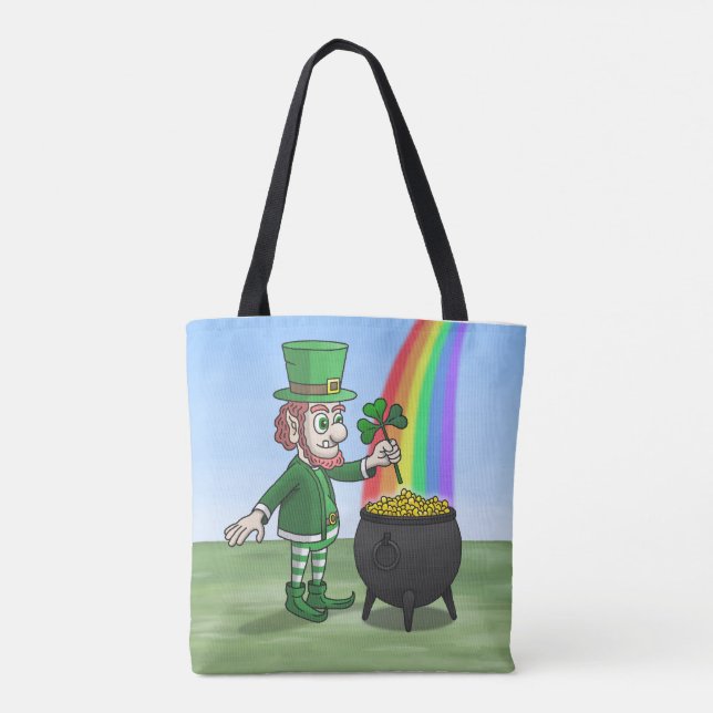 Leprechaun's pot full of gold St. Patrick's Day Tote Bag (Back)