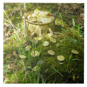 "Leprechaun's Pot of Gold in Moss!" Tile