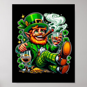 Leprechaun's St. Paddy's Day Bourbon And Cigars Poster