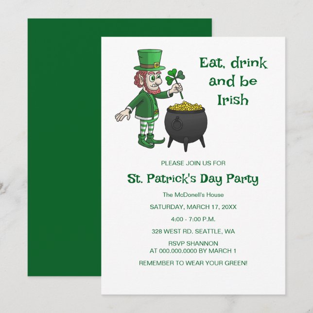 Leprechauns St. Patrick's day party Invitation (Front/Back)