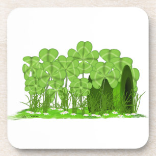 Leprechaun's Top Hat Lying in Field of Shamrocks  Coaster