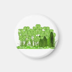Leprechaun's Top Hat Lying in Field of Shamrocks Magnet
