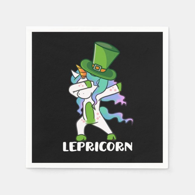 LepreCorn Leprechaun Unicorn Clover St Paddys St P Napkin (Front)