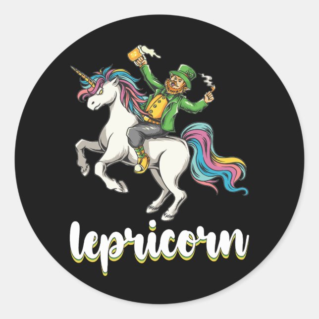 Lepricorn Leprechaun Unicorn St Patrick's Day Classic Round Sticker (Front)