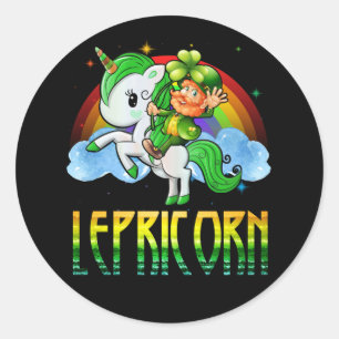 Lepricorn Leprechaun Unicorn St Patricks Day Girls Classic Round Sticker