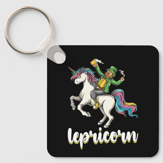 Lepricorn Leprechaun Unicorn St Patrick's Day Key Ring (Front)
