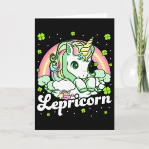 Lepricorn Rainbow St Patricks Day Unicorn Girls Ki Card