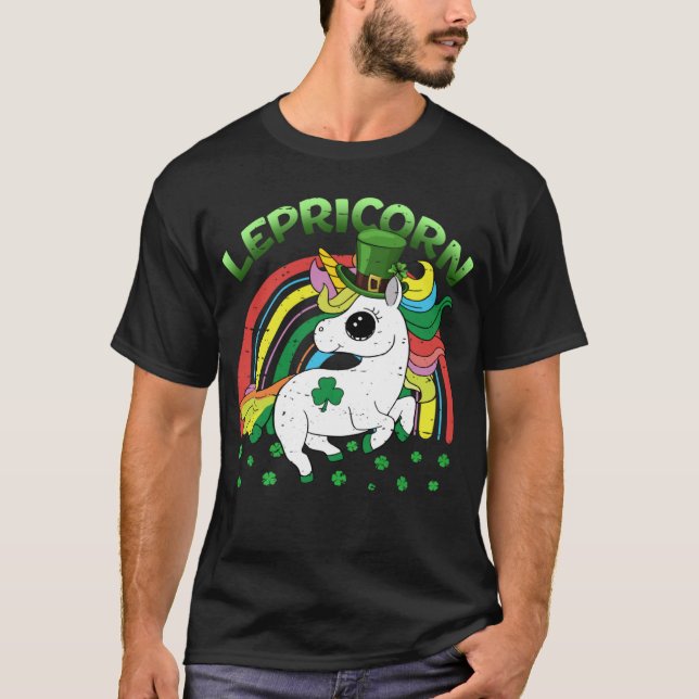Lepricorn Unicorn St Patricks Day  Kids Girls Luck T-Shirt (Front)