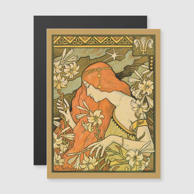 L'Ermitage French Nouveau Woman in Field of Flower (Front/Back)