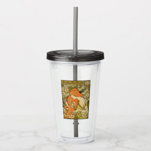 L'Ermitage French Nouveau Woman in Field of Flower Acrylic Tumbler