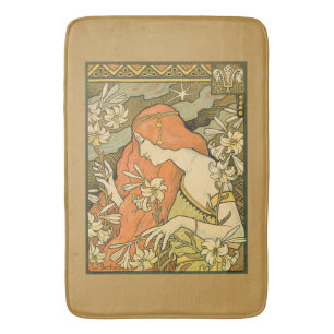 L'Ermitage French Nouveau Woman in Field of Flower Bath Mat